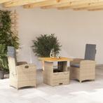 vidaXL 3-delige Tuinset met kussens poly rattan beige, 2 zitplaatsen, Nieuw, Tuinset, Verzenden