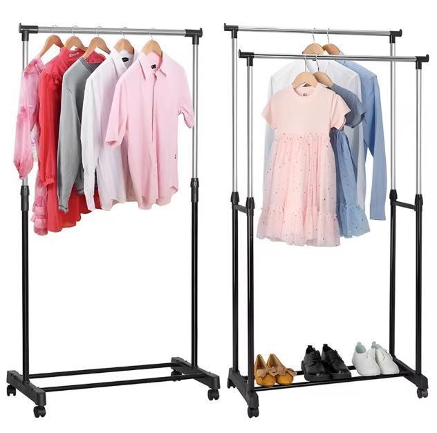 Kledingrek op Wielen – Verstelbaar met Dubbele Stang 150 cm, Kleding | Dames, Kledingrekken, Nieuw, Verzenden