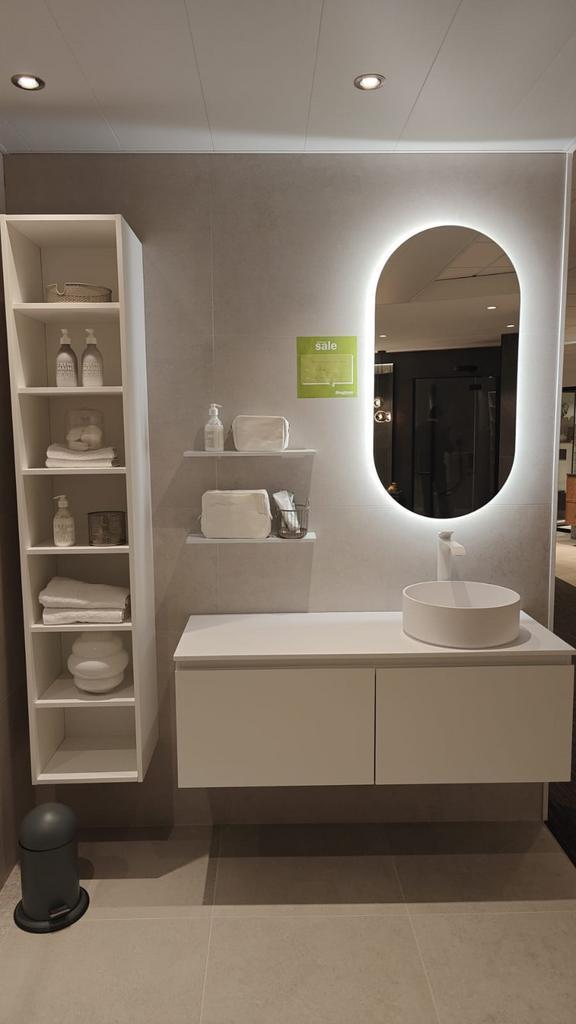 Badmeubel 120cm mat wit met waskom en regaalkast - 0036, Huis en Inrichting, Badkamer | Badkamermeubels, Wastafelkast, Nieuw, 100 tot 150 cm