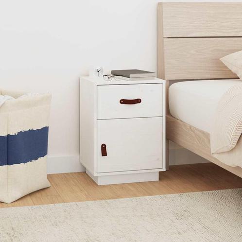 vidaXL Nachtkastje 40x34x55 cm massief grenenhout wit, Huis en Inrichting, Slaapkamer | Nachtkastjes, Nieuw, Minder dan 45 cm