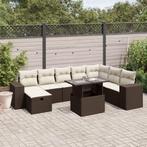 vidaXL 9-delige Loungeset met kussens poly rattan bruin, Tuin en Terras, Verzenden, Nieuw, Rotan, Loungeset