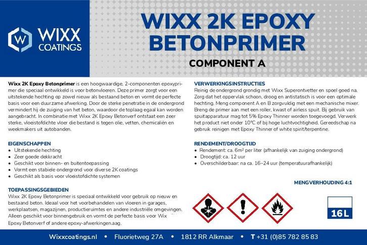 Wixx 2K Epoxy Betonprimer - 20L RAL 7035 | Lichtgrijs 20L, Doe-het-zelf en Verbouw, Verf, Beits en Lak, Verf, Grijs, Nieuw, 15 tot 20 liter