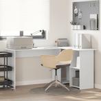 vidaXL Bureau met plank met opslag Wit 142 x 102 x 73 cm, Verzenden, Nieuw