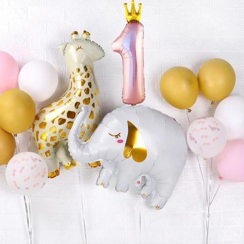 1e verjaardag ballonnen cakesmash set met giraf, olifant etc, Kinderen en Baby's, Babykleding | Maat 80, Jongetje of Meisje, Nieuw