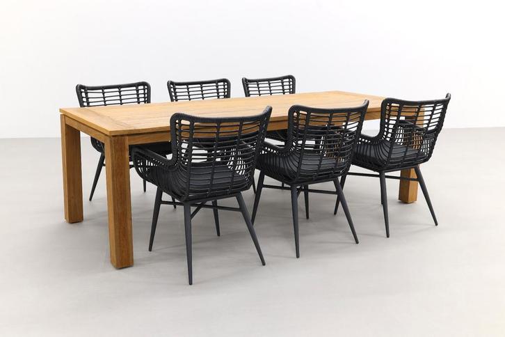 VDG Jasmine black/Rome brown 240 cm. tuinset - 7-delig, Tuin en Terras, Tuinsets en Loungesets, Tuinset, Nieuw, Hout, Verzenden