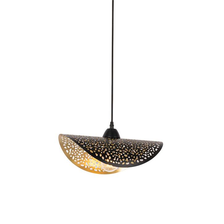 Oosterse hanglamp zwart met goud 35 cm - Japke, Huis en Inrichting, Lampen | Hanglampen, Nieuw, Overige materialen, 75 cm of meer