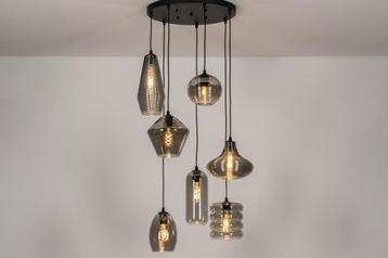 Rietveld Hanglampen - Zwart - Glas, Metaal beschikbaar voor biedingen