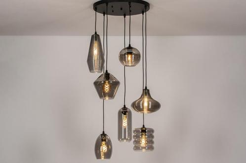 Rietveld Hanglampen - Zwart - Glas, Metaal, Huis en Inrichting, Lampen | Hanglampen, Verzenden