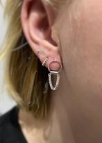 Zilveren cirkel met ketting oorbellen, Sieraden, Tassen en Uiterlijk, Oorbellen, Verzenden, Nieuw, Zilver