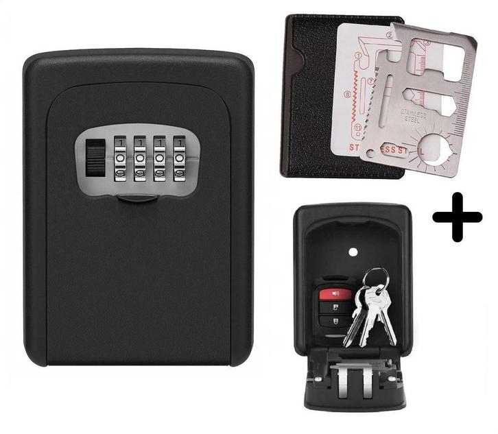 PLAY IT Sleutelkluis Zwart Staal 12x9x4cm incl. 11in1 kaart, Doe-het-zelf en Verbouw, Hang- en Sluitwerk, Overige typen, Nieuw