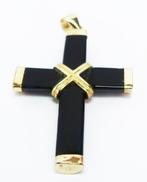 Zonder Minimumprijs - Kruishanger - 14 karaat Geel goud Onyx, Sieraden, Tassen en Uiterlijk, Antieke sieraden