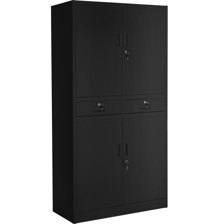 Archiefkast Cosmo met 2 lades 180x80x40cm - zwart/zwart, Huis en Inrichting, Kasten | Roldeurkasten en Archiefkasten, Verzenden