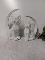 Beeld, set of 2 cats kubistisch  white - 27 cm - Keramiek