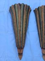 Wandlamp (2) - Hout met messing - Art deco wandlampen, Antiek en Kunst, Curiosa en Brocante
