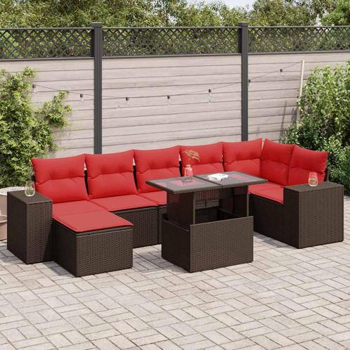 vidaXL 8-delige Loungeset met kussens poly rattan acacia, Tuin en Terras, Tuinsets en Loungesets, Loungeset, Nieuw, Rotan, Verzenden