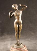 Art Deco beeld - sculptuur, Ontwakend naakt - 19 cm - Brons,, Antiek en Kunst, Kunst | Designobjecten