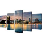 vidaXL Canvas muurdruk set Brooklyn Bridge rivier uitzicht, Verzenden, Nieuw