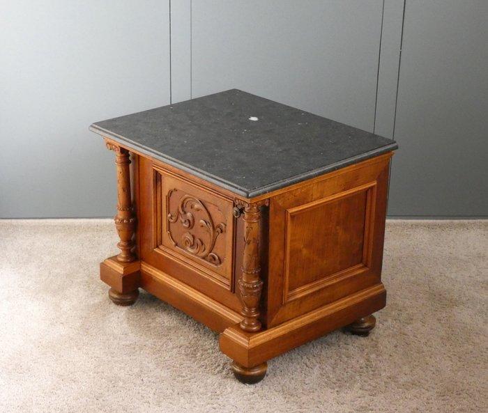 Kast - Antiek Bijzetkastje - Hout, Marmer, Messing, Antiek en Kunst, Curiosa en Brocante