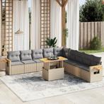 vidaXL 11-delige Tuinset met kussens poly rattan beige, Tuin en Terras, Verzenden, Nieuw, Rotan, Tuinset