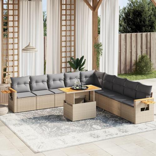 vidaXL 11-delige Tuinset met kussens poly rattan beige, Tuin en Terras, Tuinsets en Loungesets, Tuinset, Nieuw, Rotan, Verzenden
