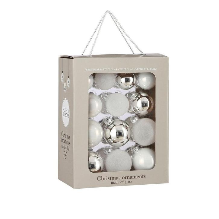 Kerstballen Set - 26 Stuks - Ø7 cm - Glas - Wit, Diversen, Kerst, Nieuw, Verzenden