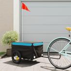 vidaXL Fietstrailer 30 kg ijzer zwart en blauw, Fietsen en Brommers, Verzenden, Nieuw