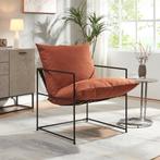 Fauteuil Utsjoki 90x61x70 cm zwart en oranje [en.casa], Huis en Inrichting, Fauteuils, Verzenden, Nieuw