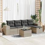 vidaXL 6-delige Loungeset met kussens poly rattan lichtgrijs, 6 zitplaatsen, Nieuw, Loungeset, Verzenden