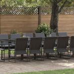 vidaXL Tuin Eetset 17 pcs Zwart Staal, Tuin en Terras, Tuinsets en Loungesets, Verzenden, Nieuw, Rvs