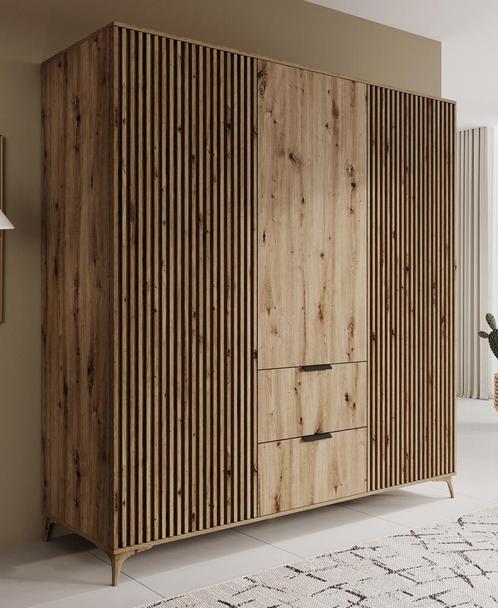 Kledingkast 185cm eiken scharnierdeuren - Garderobekast, Huis en Inrichting, Kasten | Vitrinekasten, 50 tot 75 cm, Nieuw, 150 tot 200 cm