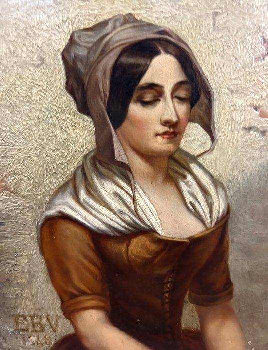 Scuola fiamminga (XX) - Ritratto di giovane donna - NO, Antiek en Kunst, Kunst | Schilderijen | Klassiek