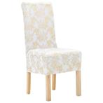 Stoelhoezen Wit met Gouden Print - 6 st. - Tweedekansje -..., Huis en Inrichting, Stoelen, Wit, Nieuw, Ophalen of Verzenden, Stof
