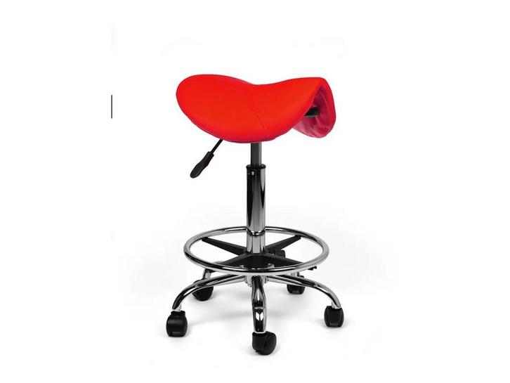 Zadelkruk Rood - Standaard Zithoogte met Voetsteun, Huis en Inrichting, Krukjes, In hoogte verstelbaar, Nieuw, Kunststof