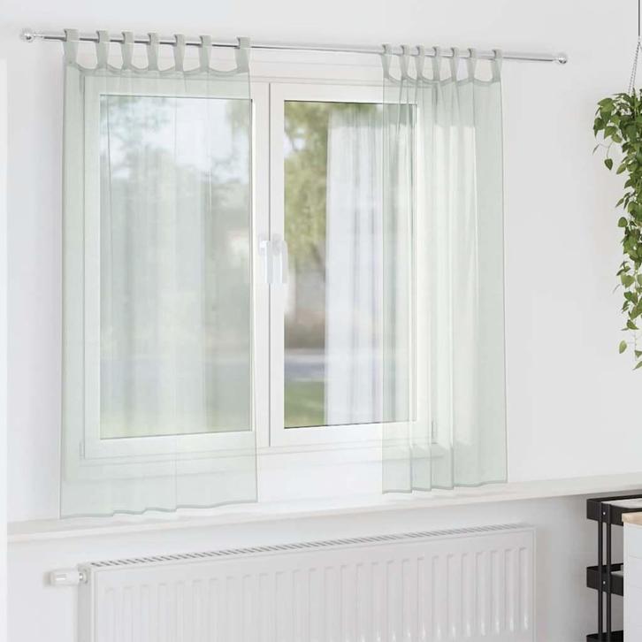 vidaXL Gordijnen voile met lussen 2 st 140x175 cm lichtgrijs, Huis en Inrichting, Stoffering | Gordijnen en Lamellen, Grijs, Nieuw