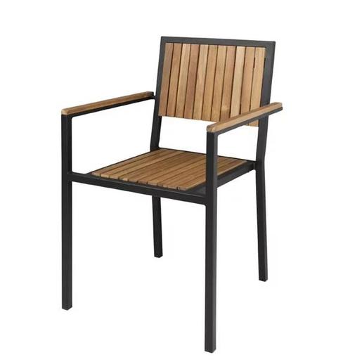 Stalen en Acaciahouten Stoelen met Armleuningen | 4 Stuks, Zakelijke goederen, Horeca | Keukenapparatuur, Verzenden