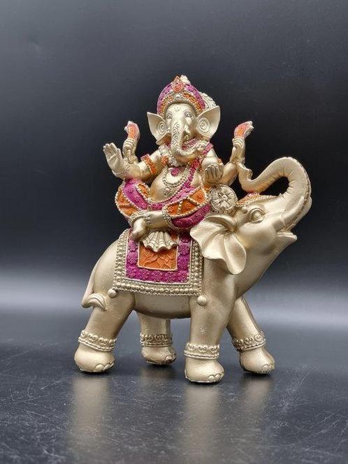 Beeld, Ganesha on Elephant - 22.5 cm - Hars, Antiek en Kunst, Kunst | Designobjecten