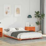 vidaXL Bedframe Wasbruin 135 x 190 cm Massief grenenhout, Huis en Inrichting, Slaapkamer | Bedden, Verzenden, Nieuw, Bruin, Hout