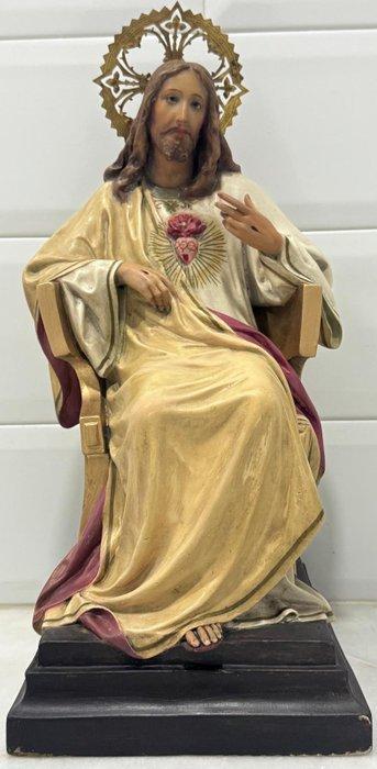 Olot - sculptuur, Sagrado Corazón de Jesús - 47 cm - Hout,, Antiek en Kunst, Kunst | Niet-Westerse kunst