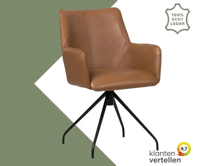 Leren draaibare eetkamerstoel Wave - Granada Sahara, Huis en Inrichting, Barkrukken, 60 tot 90 cm, 1 kruk, Nieuw, Leer, Ophalen of Verzenden