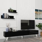 [en.casa] TV-meubel met plankenset Saarijärvi zwart, Huis en Inrichting, Kasten | Ladekasten, Nieuw, Verzenden