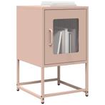 vidaXL Nachtkastje 36x39x60,5 cm koudgewalst staal roze, Huis en Inrichting, Verzenden, Nieuw, Metaal of Aluminium