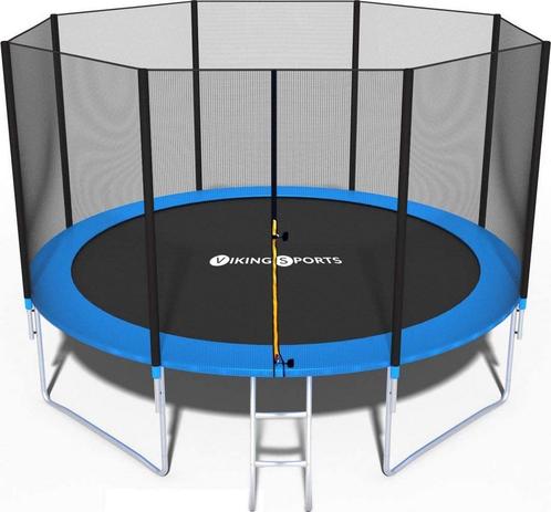 Trampoline 366 cm met zwart veiligheidsnet en blauwe rand..., Kinderen en Baby's, Speelgoed | Buiten | Trampolines, Nieuw, Ophalen of Verzenden