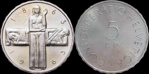 Switserland 5 franken 1963b cross organisation-unc zilver, Postzegels en Munten, Munten en Bankbiljetten | Toebehoren, Verzenden