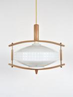 Lamp - Glas, Hout - Mid century design lamp, Antiek en Kunst