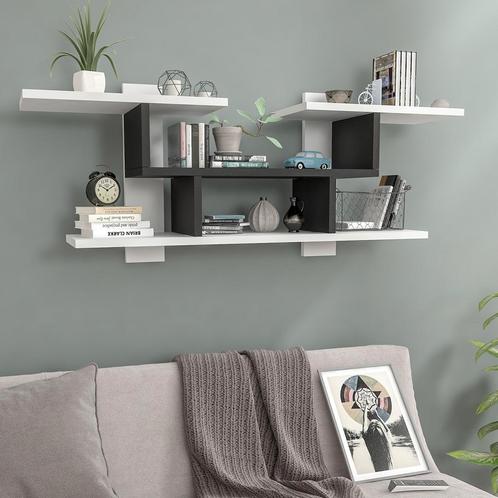 [en.casa] Wandrek Indre 110x24x33,5 cm wit en zwart, Huis en Inrichting, Woonaccessoires | Wandplanken en Boekenplanken, Nieuw