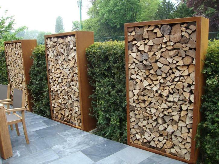 Houtopslag van Cortenstaal | De beste kwaliteit, Tuin en Terras, Haardhout, Ophalen of Verzenden