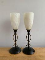 Tafellamp (2) - Decoratieve metalen tafel lamp gemarmerde