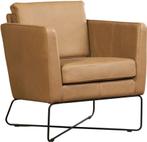 Bruine leren moderne design fauteuil - Rancho Leer Clay (bru, Huis en Inrichting, Fauteuils, Nieuw, Ophalen of Verzenden, 50 tot 75 cm