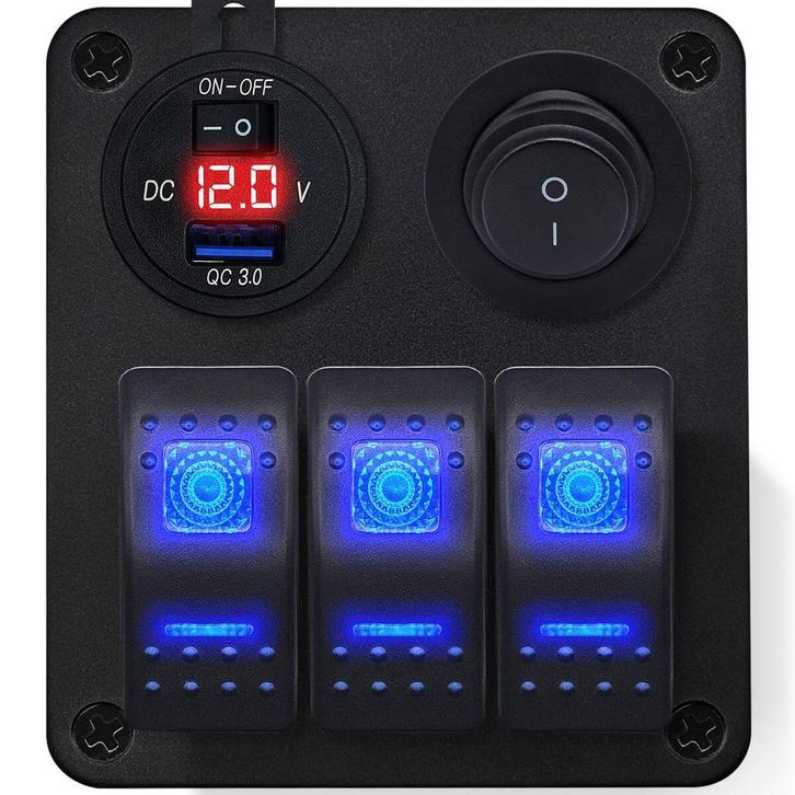 ProRide Schakelpaneel 12V voor Auto/Boot - USB Lader met, Doe-het-zelf en Verbouw, Elektra en Kabels, Nieuw, Verzenden