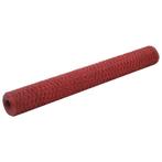 vidaXL Kippengaas 25x1,2 m staal met PVC coating rood, Verzenden, Nieuw, IJzer, 2 meter of meer